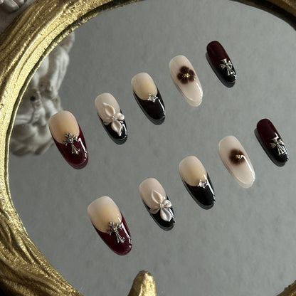 hand-carved flower yellow ombre silver cross charm nails texture