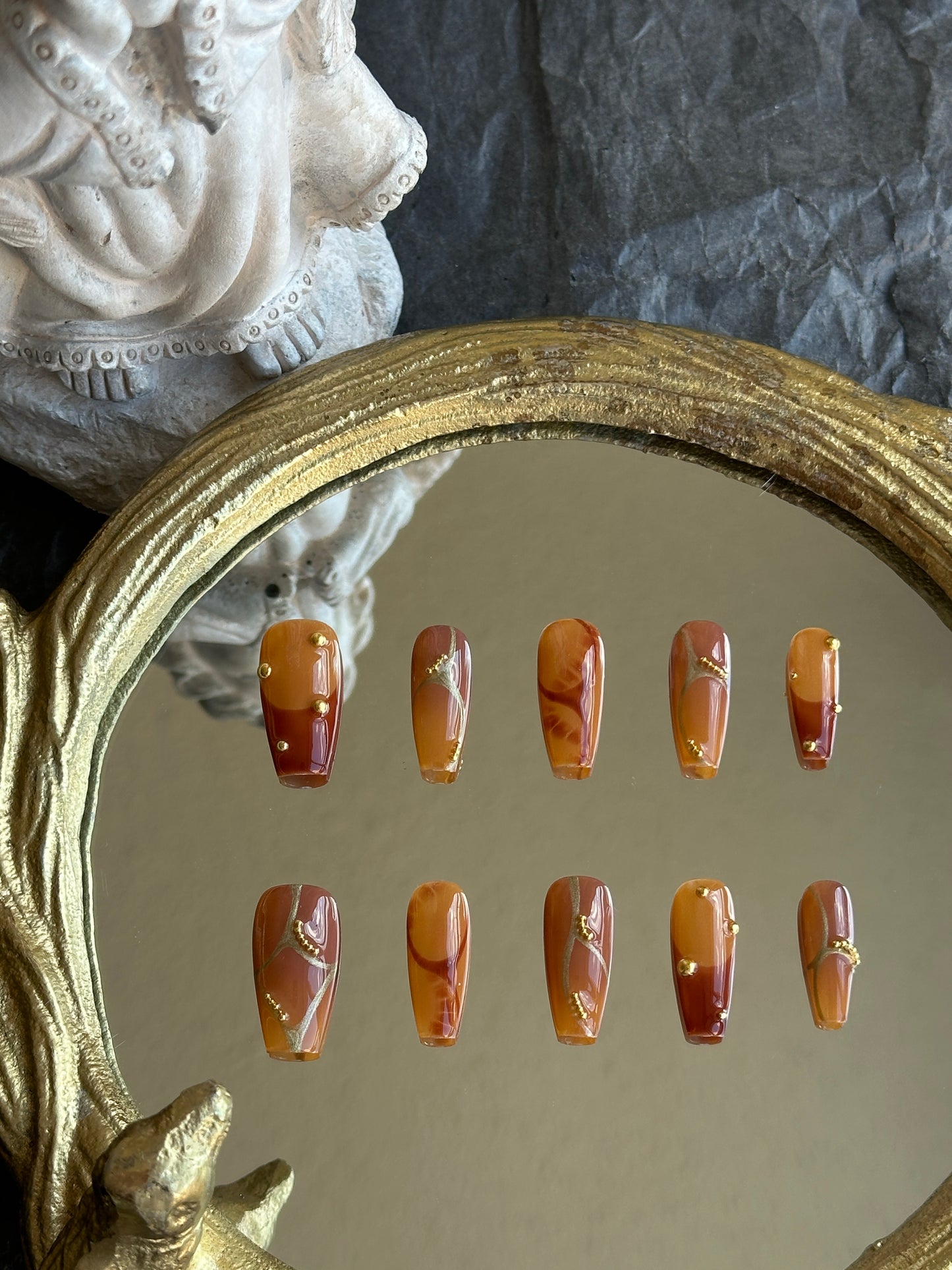 caramel nail set, perfect for autumn