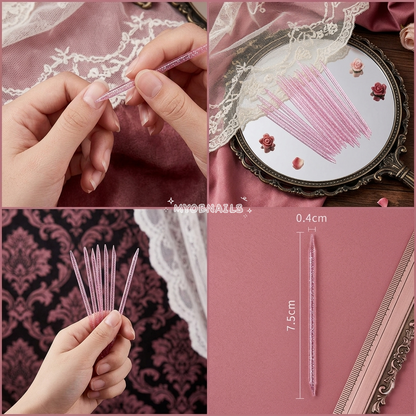 Professional pink cuticle pusher stick for press-on nail application