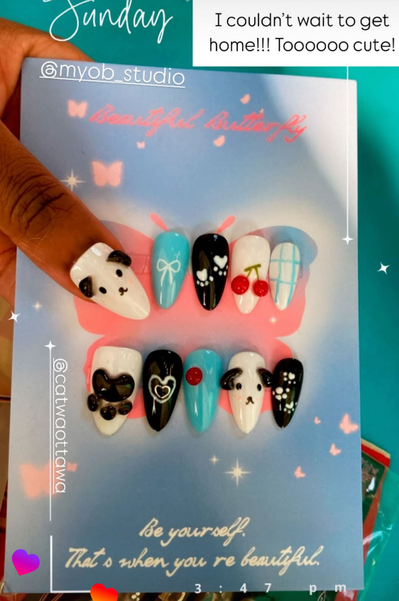 a photo from client showing myobnails on their hand