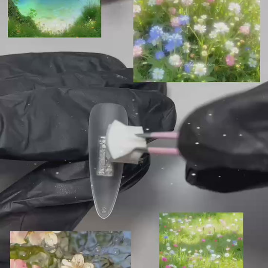 A creative video of MYOB Nails' A Letter from Spring, capturing the artisanal process of crafting 3D butterflies and the final shimmering cat-eye results.
