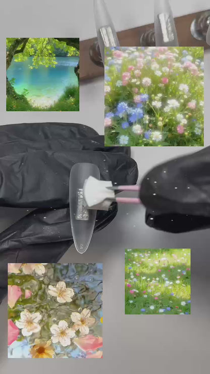 A creative video of MYOB Nails' A Letter from Spring, capturing the artisanal process of crafting 3D butterflies and the final shimmering cat-eye results.