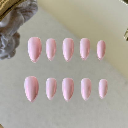 Front view of Princess Nails showing the elegant minimalist pink glow and pearlescent texture.